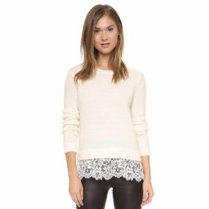 Club Monaco white beige cream lace bottom sweater